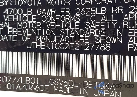 2014 Lexus Es 350 z USA, uszkodzony, nr VIN JTHBK1GG2E2127788